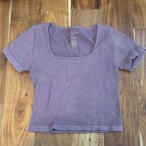 Women's Purple Ribbed Crop Top